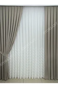 Half Minimalist Keten Tül Perde | Ağır Gramajlı, 1/3 Sık Pileli, Ütü Gerektirmez – görsel 6