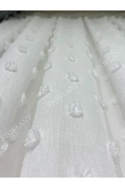 Puffy Ponpon Keten Tül Perde – Modern Ponpon Dokulu, Ütü Gerektirmez