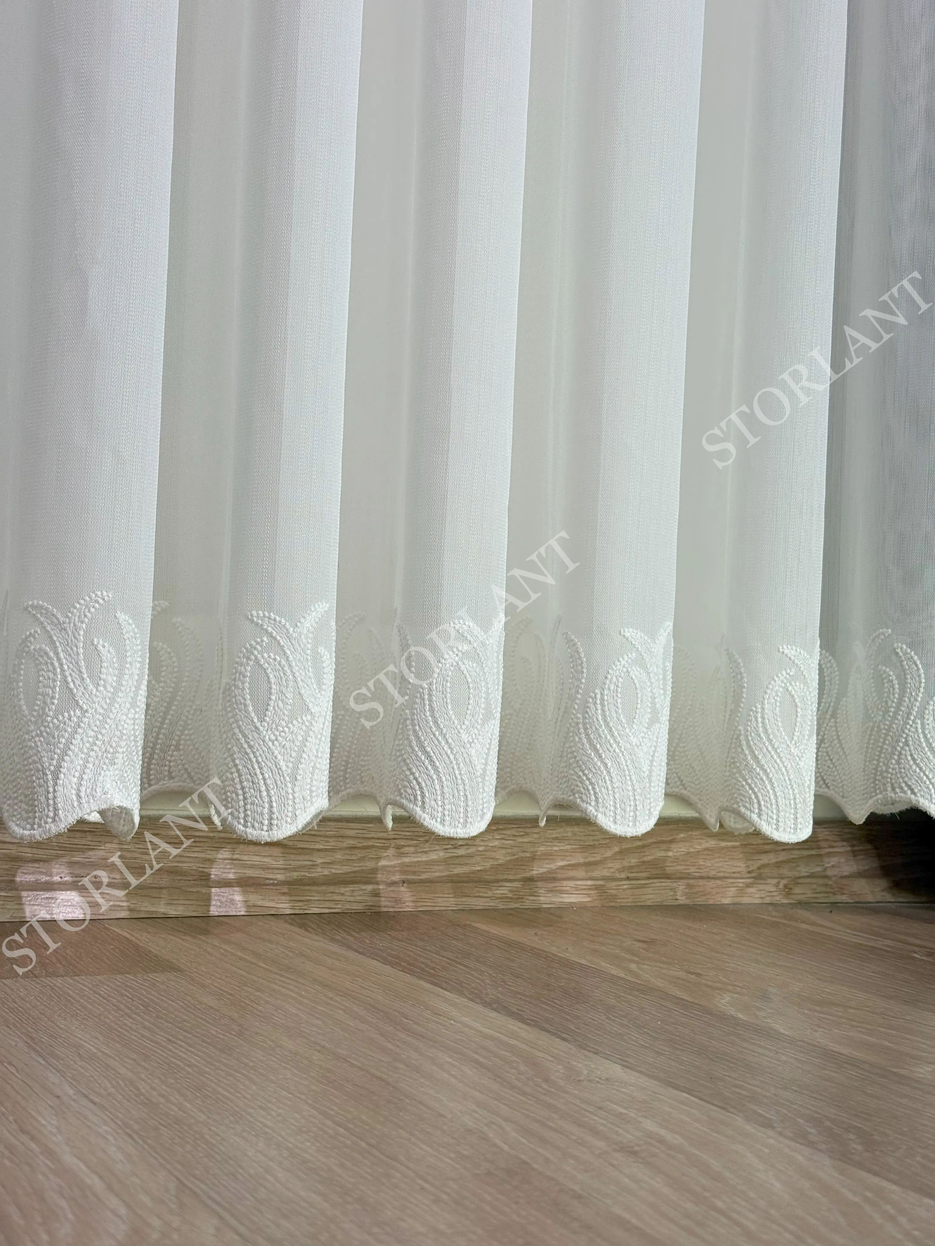 Alev Dalgası Desenli Bambu Etek Tül Perde – Zarafetin ve Doğallığın Dansı